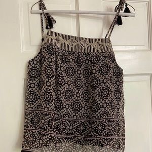 American Eagle Chiffon Black Tank Top